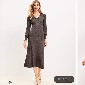 LOFT shimmer ribbed sweater dress NEW